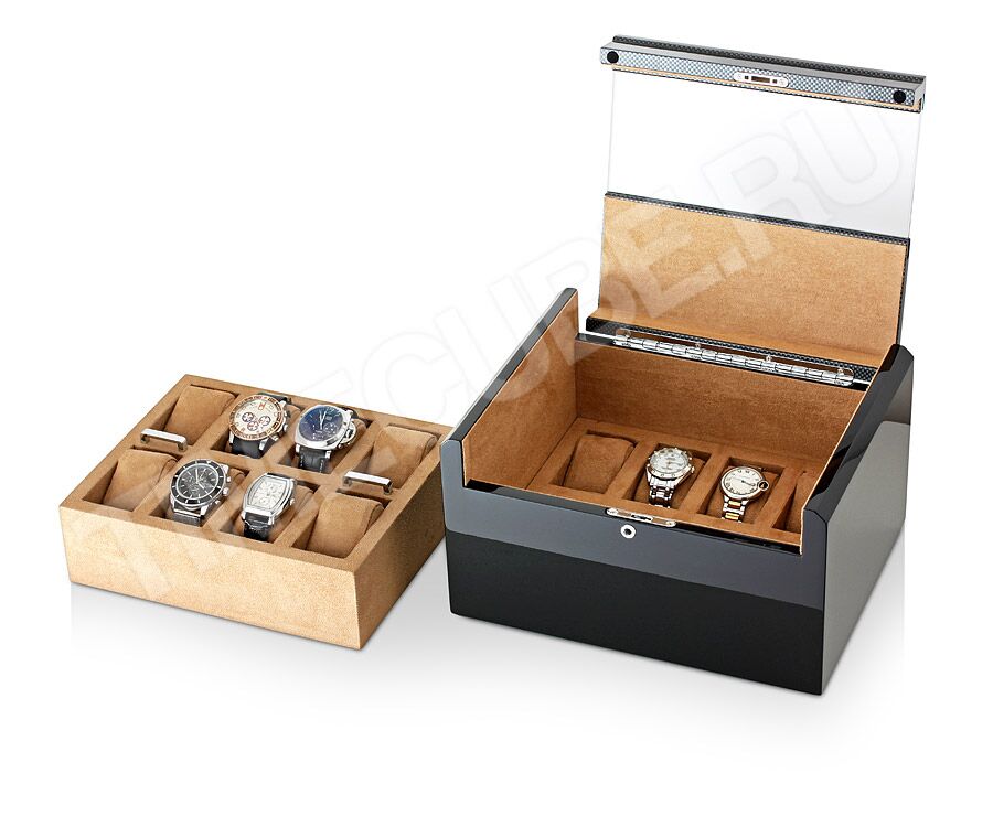 Шкатулка для часов от немецкого производителя Modalo серии Imperia модель 70.16.88. предназначена для хранения шестнадцати пар механических часов. Корпус выполнен из дерева.