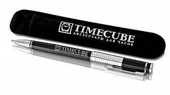 Стильная металлическая ручка с логотипом магазина Timecube
