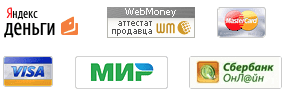 Яндекс.Деньги, Webmoney, Visa, MasterCard, Сбербанк Онлайн